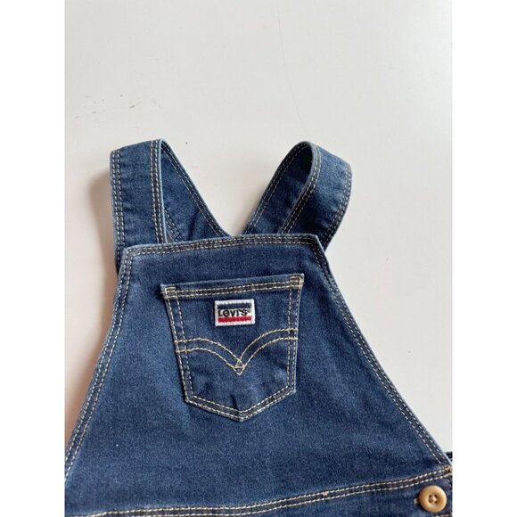 Lot of 2 Unisex Baby Size 12 Month Overalls - LEVI'S Denim & OSHKOSH Plaid - Picture 3 of 13